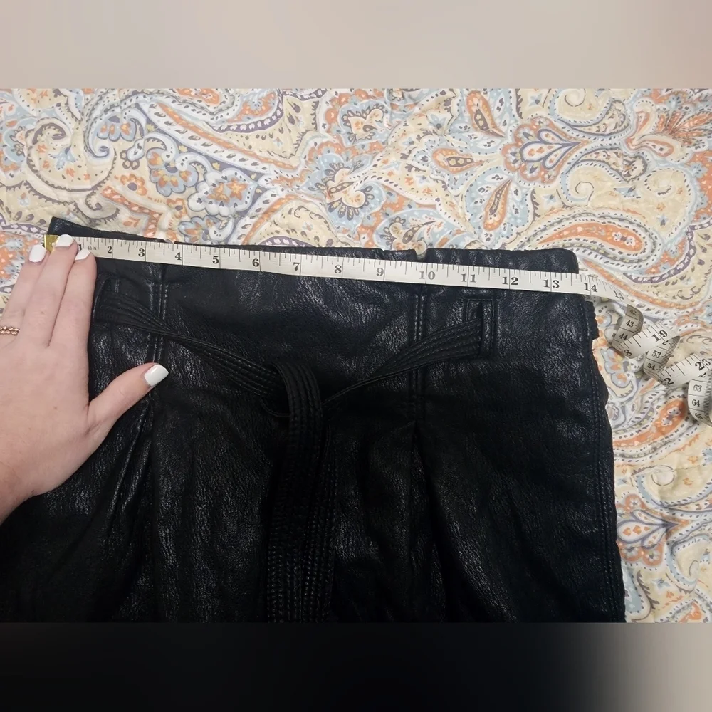 Free People Payton Faux Black Leather Mini Skirt Size 4 - Picture 2 of 9